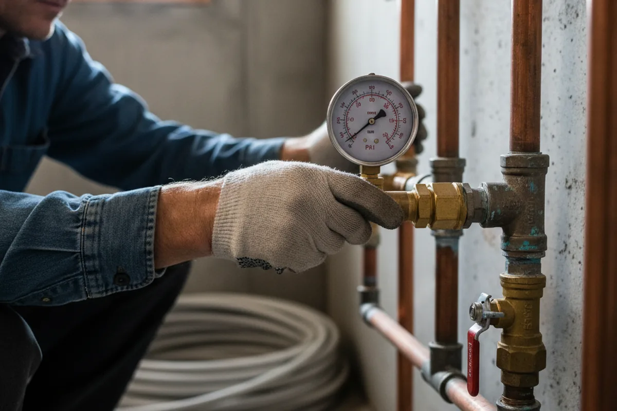 Pressure testing a repaired line during Water Line Repair in Rome